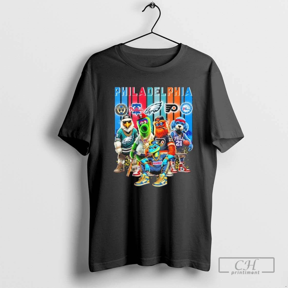 Philadelphia Mascot Sports Teams Skyline Retro