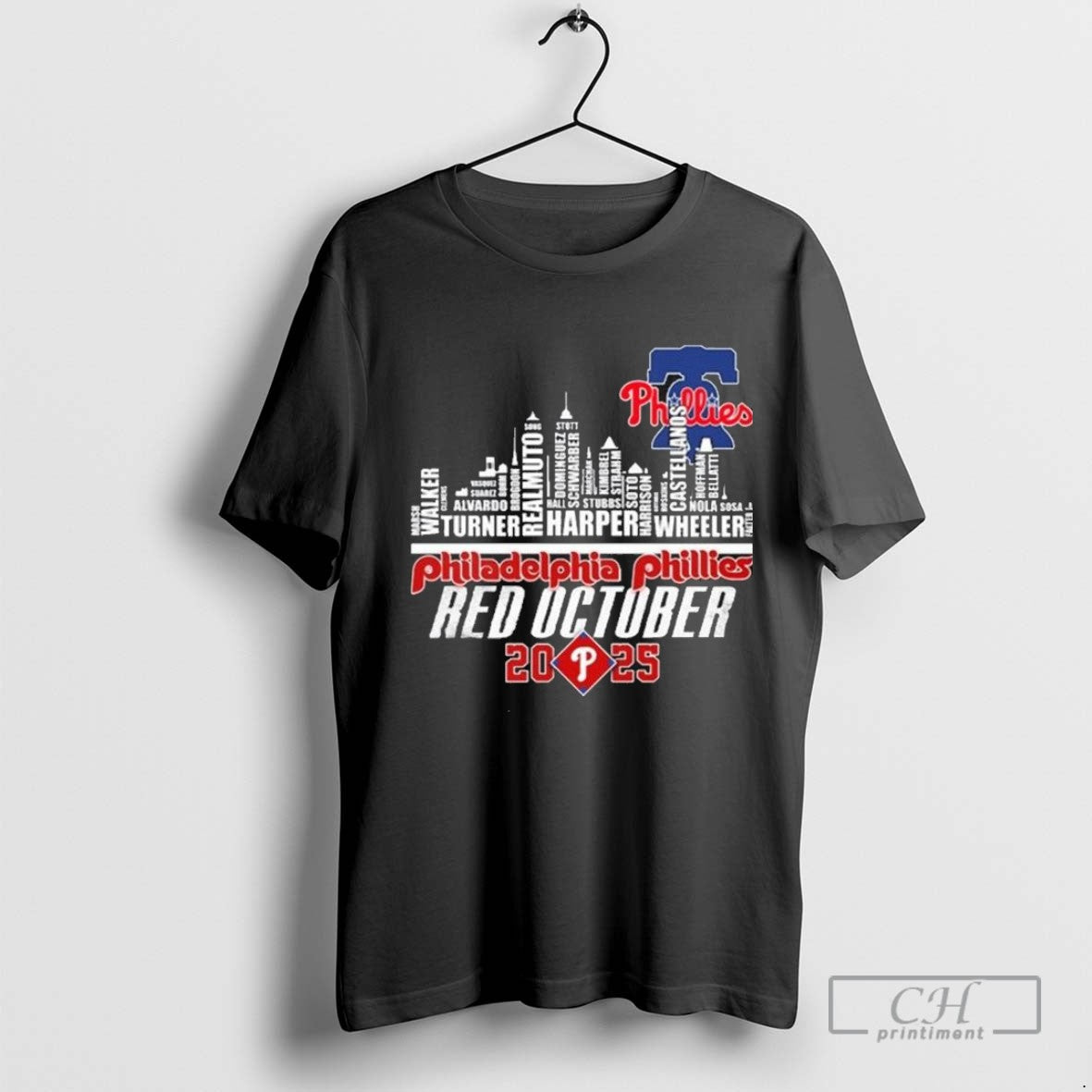 Philadelphia Phillies Red October 2025 Skyline T Shirt Sweater