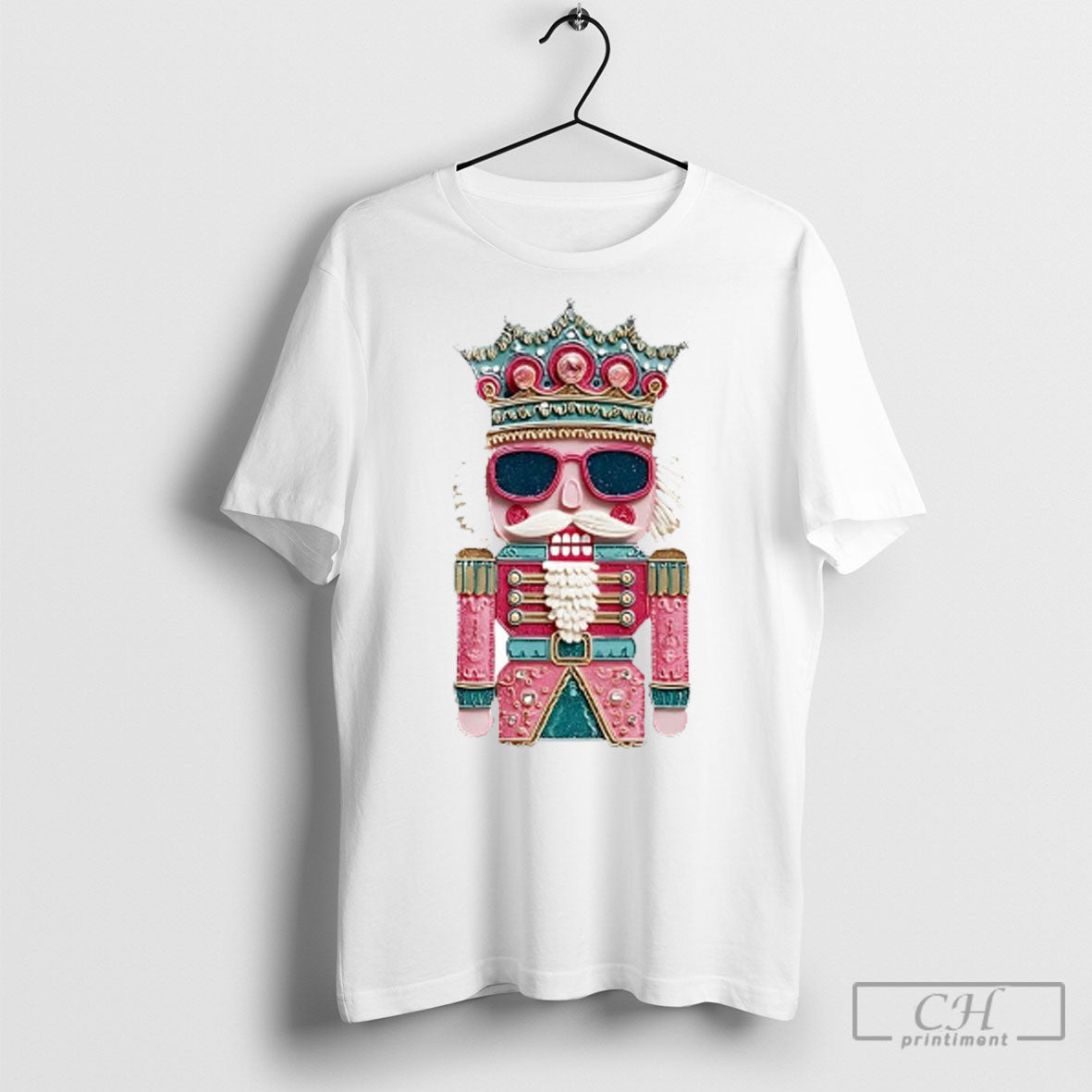 Pink And Teal Nutcracker Patchwork Print White S