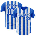 Custom Thunder Blue-White Classic Vertical Stripe Fluid Liquid Texture Authentic Baseball Jersey