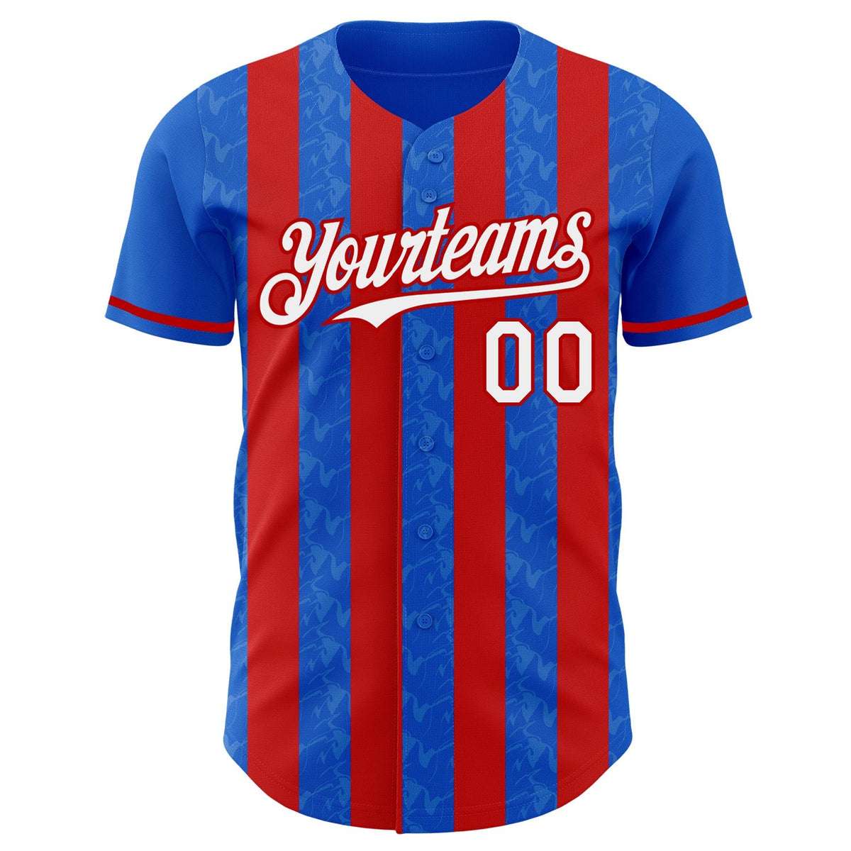 Custom Thunder Blue White-Red Classic Vertical Stripe Fluid Liquid Texture Authentic Baseball Jersey