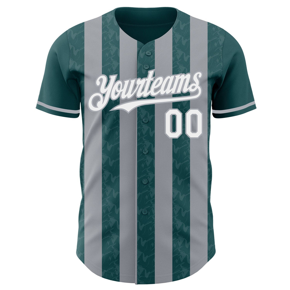 Custom Midnight Green White-Gray Classic Vertical Stripe Fluid Liquid Texture Authentic Baseball Jersey