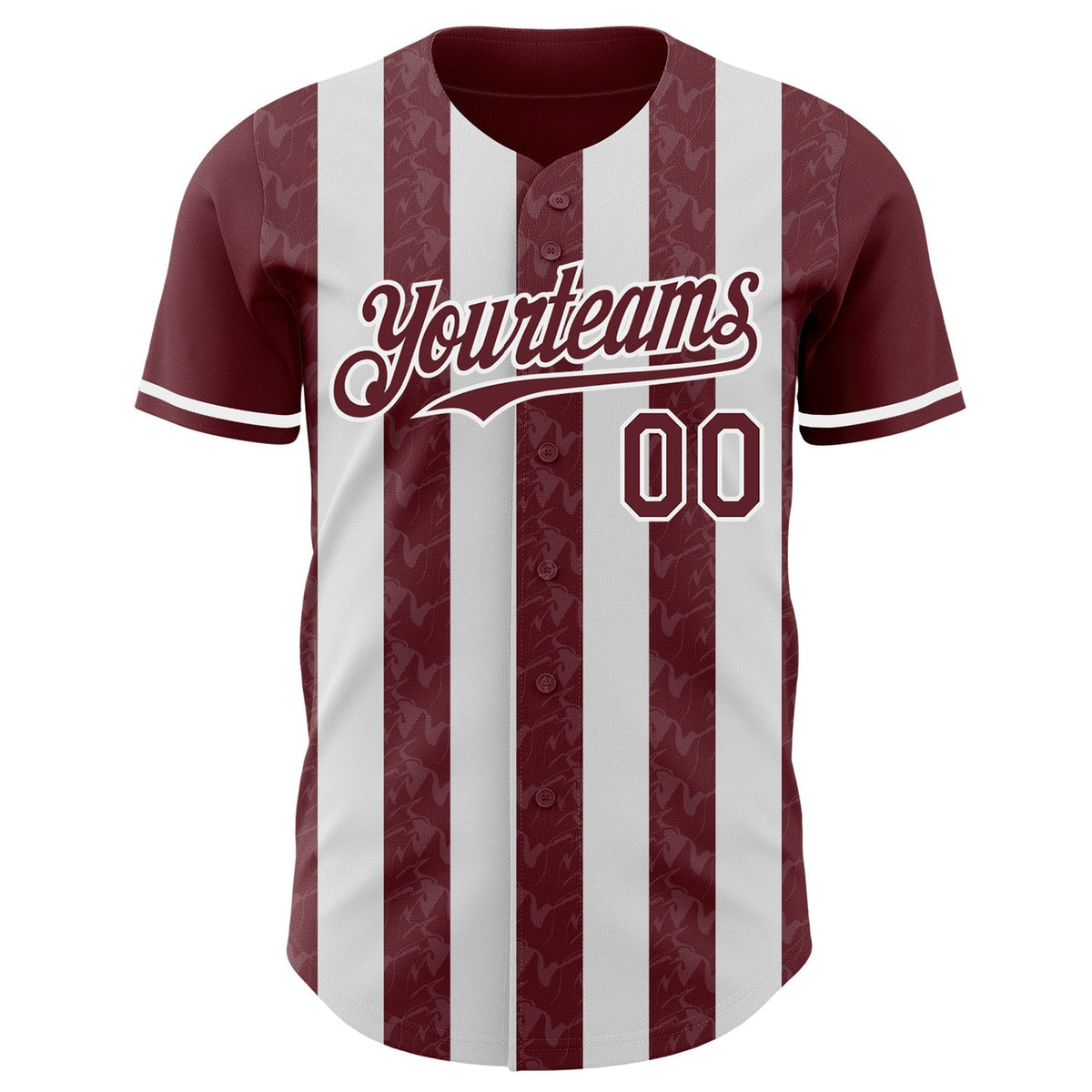 Custom Burgundy-White Classic Vertical Stripe Fluid Liquid Texture Authentic Baseball Jersey