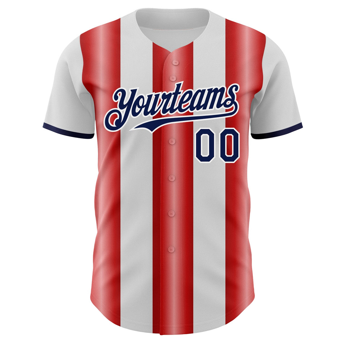 Custom White Navy-Red Gradient Vertical Stripe Argentina Style Authentic Baseball Jersey