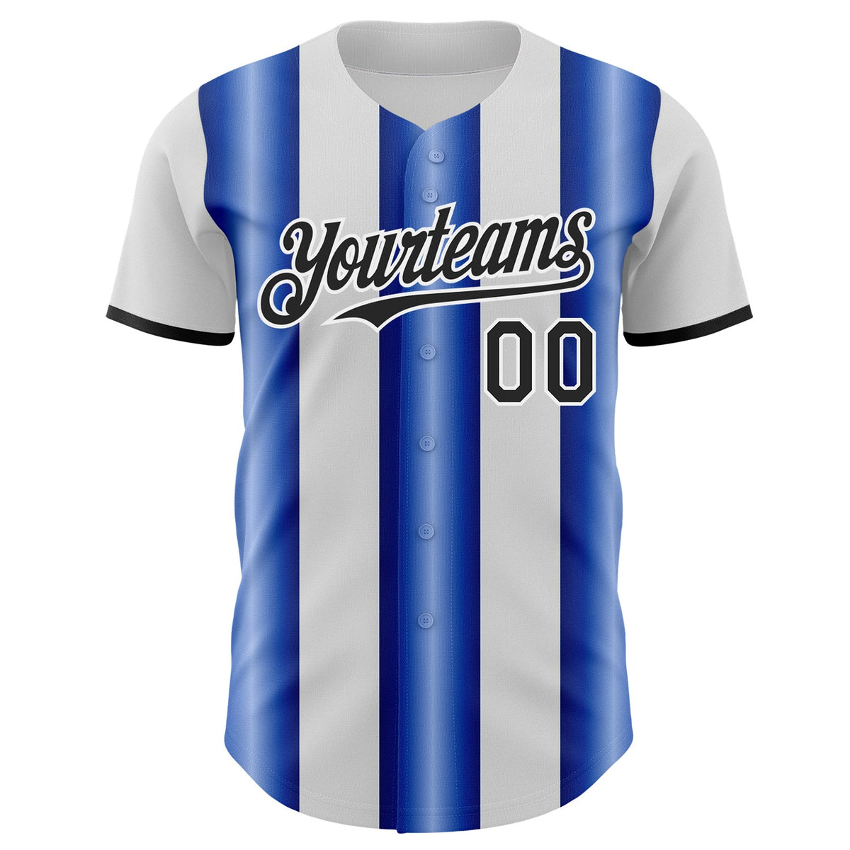 Custom White Black-Royal Gradient Vertical Stripe Argentina Style Authentic Baseball Jersey