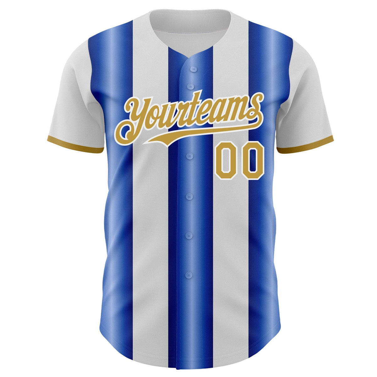 Custom White Old Gold-Royal Gradient Vertical Stripe Argentina Style Authentic Baseball Jersey