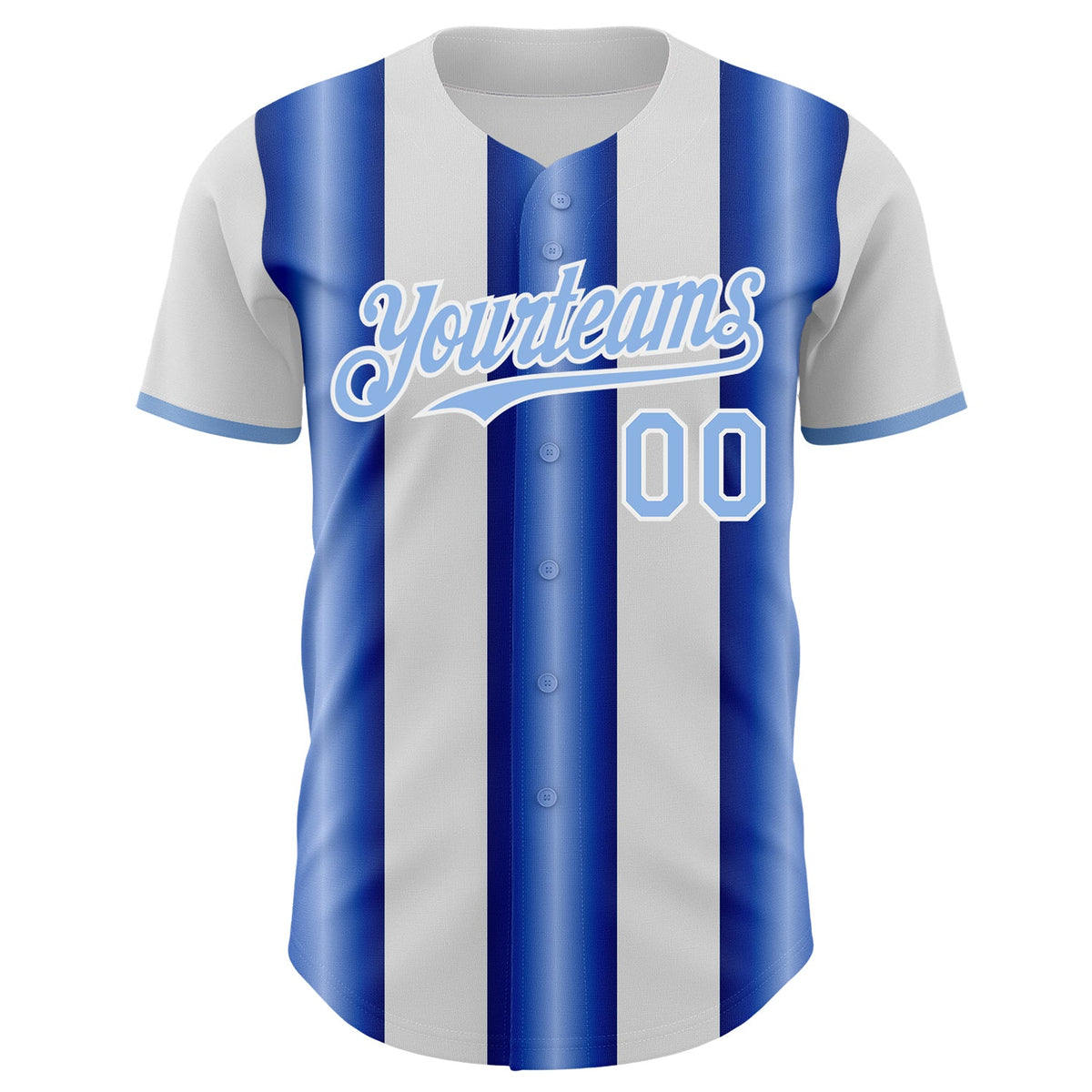 Custom White Light Blue-Royal Gradient Vertical Stripe Argentina Style Authentic Baseball Jersey