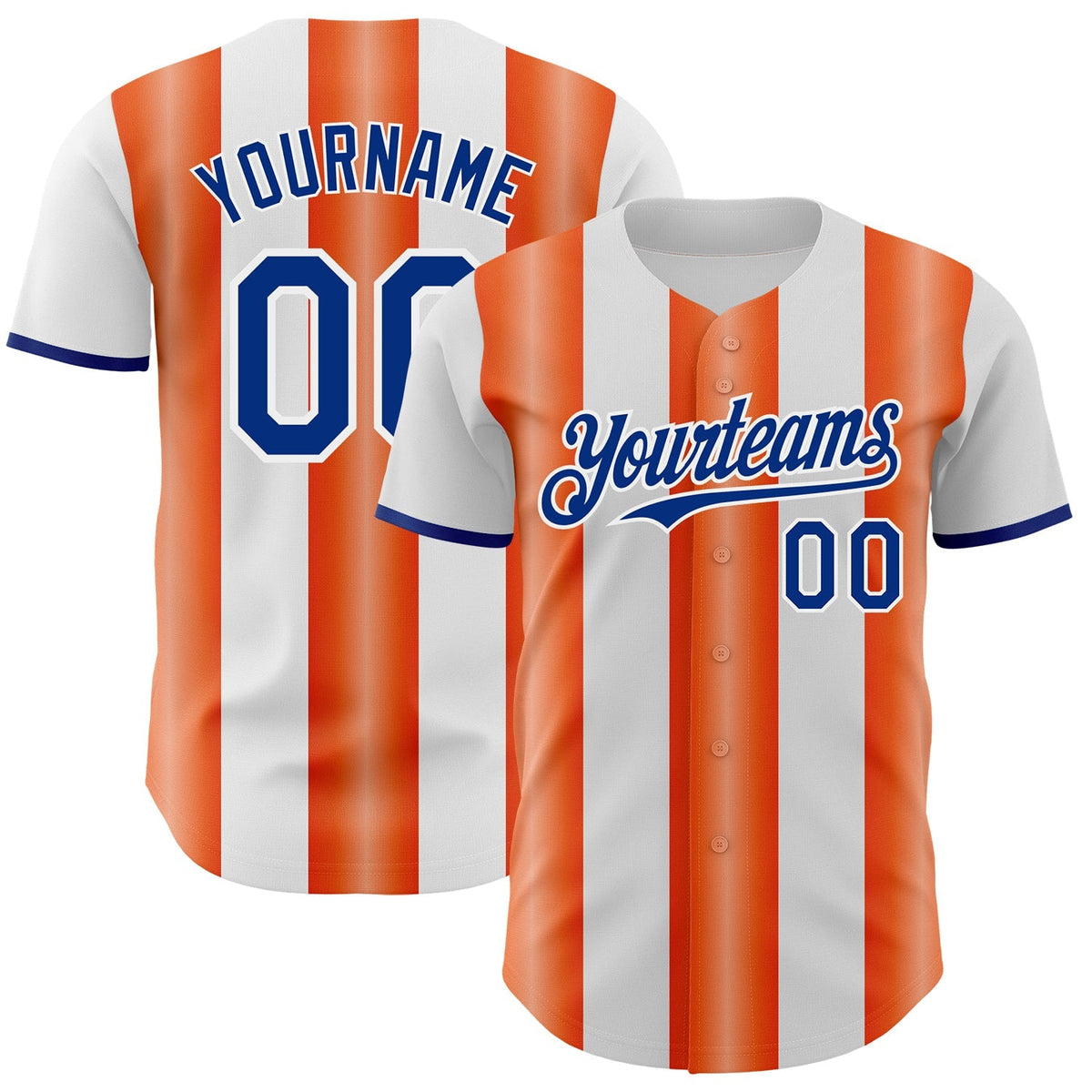 Custom White Royal-Orange Gradient Vertical Stripe Argentina Style Authentic Baseball Jersey