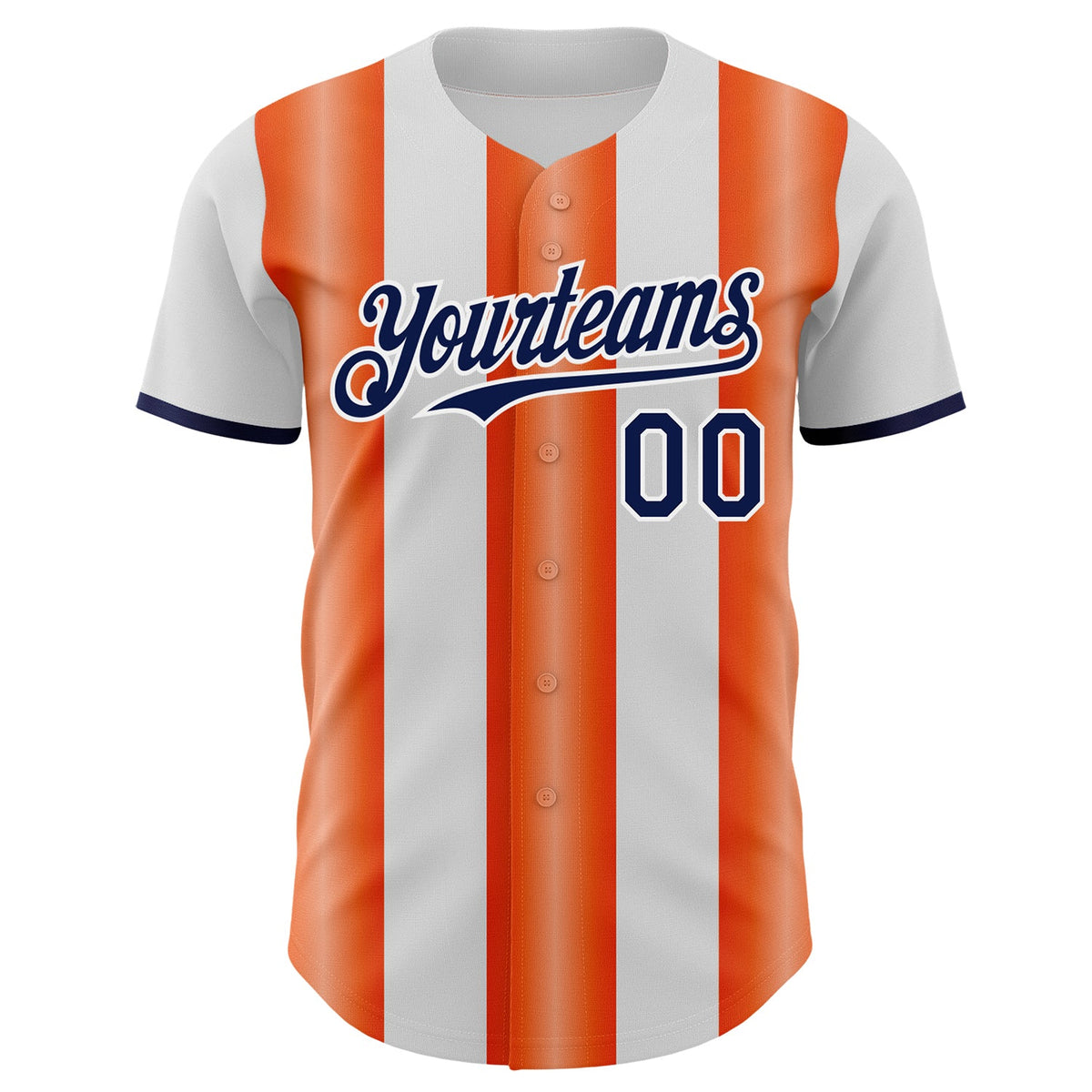 Custom White Navy-Orange Gradient Vertical Stripe Argentina Style Authentic Baseball Jersey
