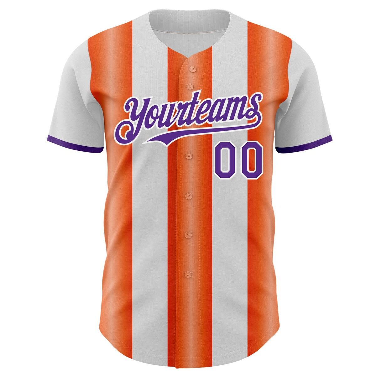 Custom White Purple-Orange Gradient Vertical Stripe Argentina Style Authentic Baseball Jersey