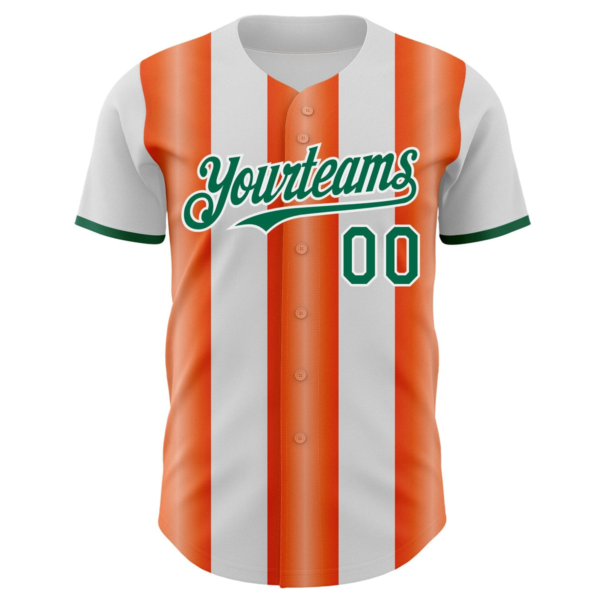 Custom White Kelly Green-Orange Gradient Vertical Stripe Argentina Style Authentic Baseball Jersey