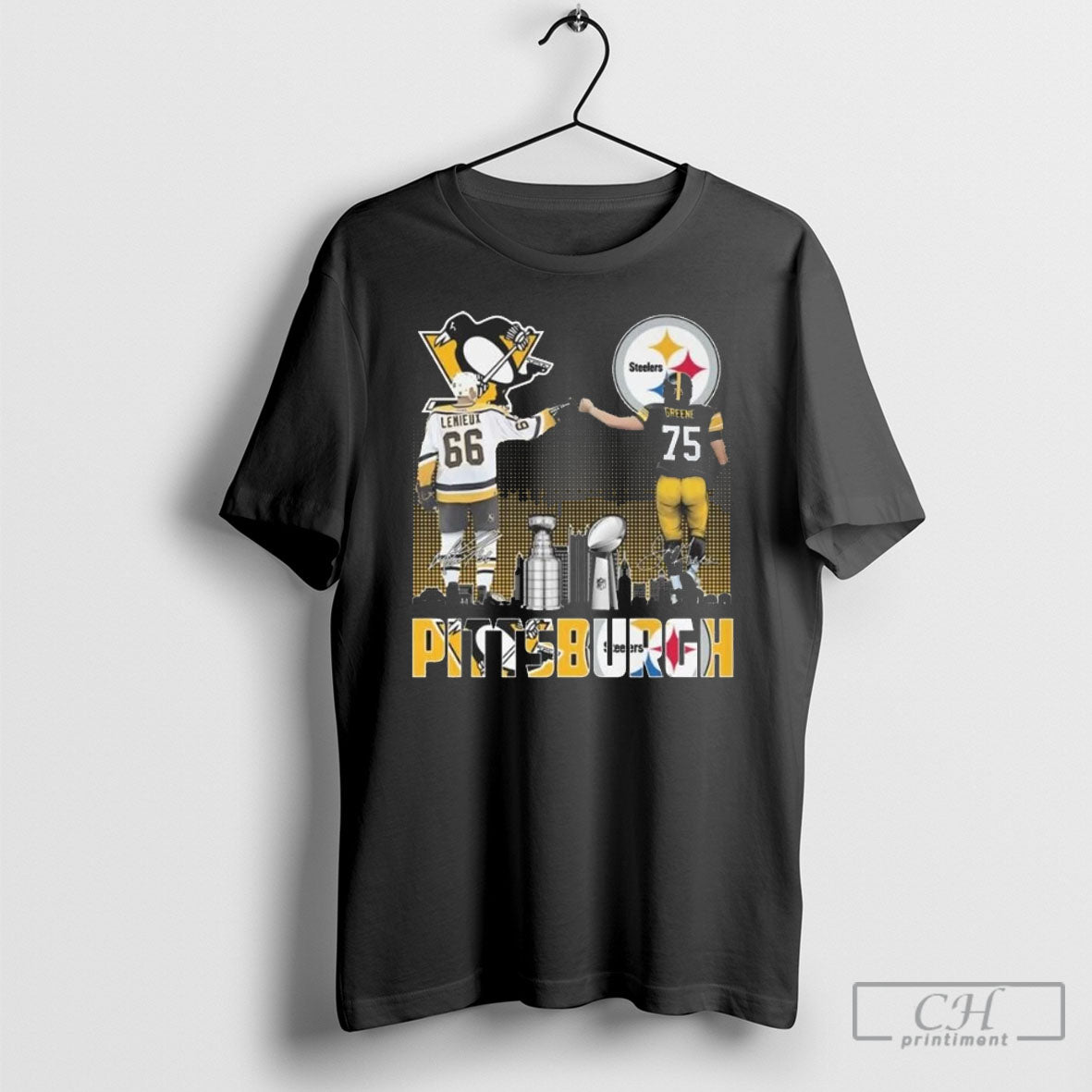 Pittsburgh Lemieux And Greene Skyline Signatures Shirt Sweater