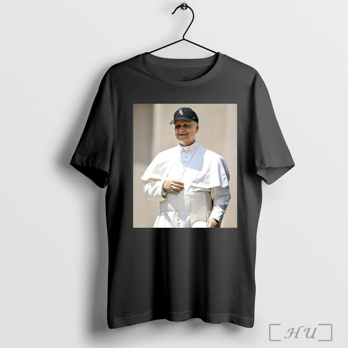 Pope Leo Xiv Wearing White Sox Hat T Shirt