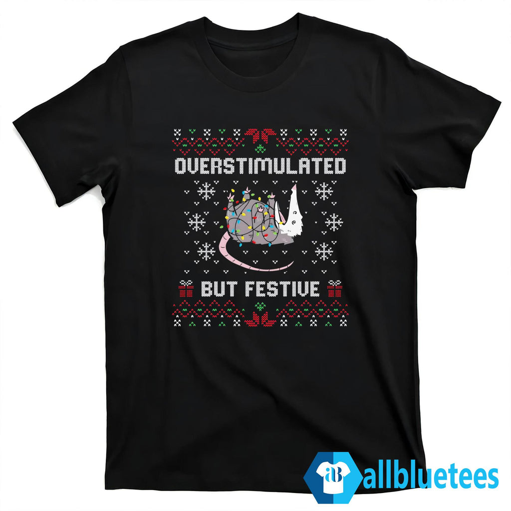 Possum Overstimulated But Festive Christmas Sweatshirt