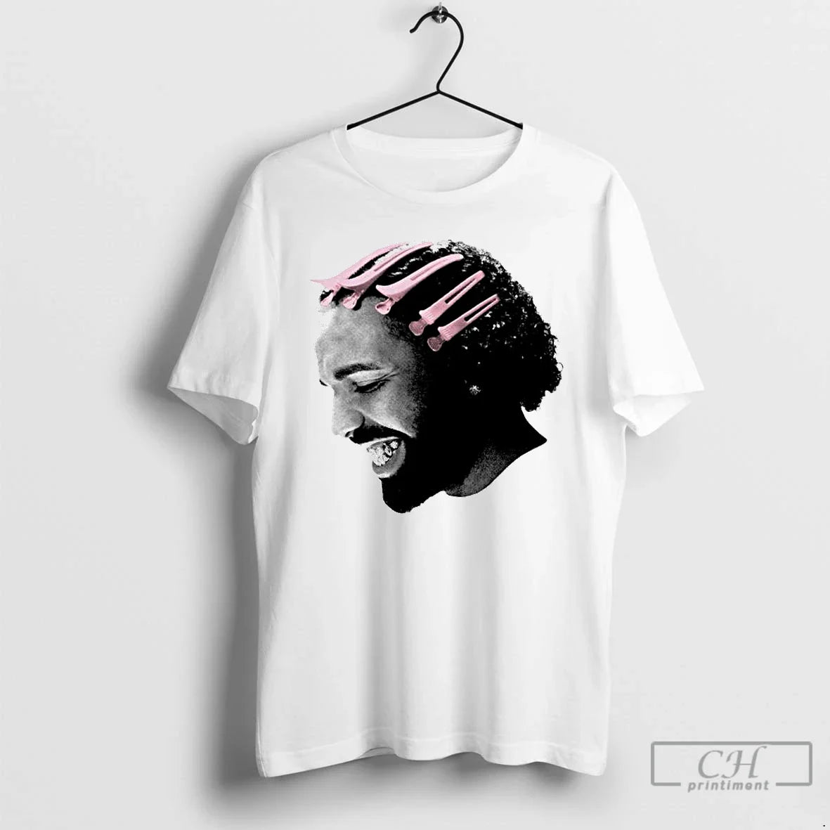 Premium Drake Pink Clips Face Ornaments T Shirts