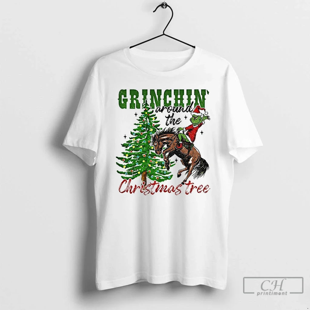 Premium Grinchin Around The Christmas Tree Christmas 2025 T Shirts