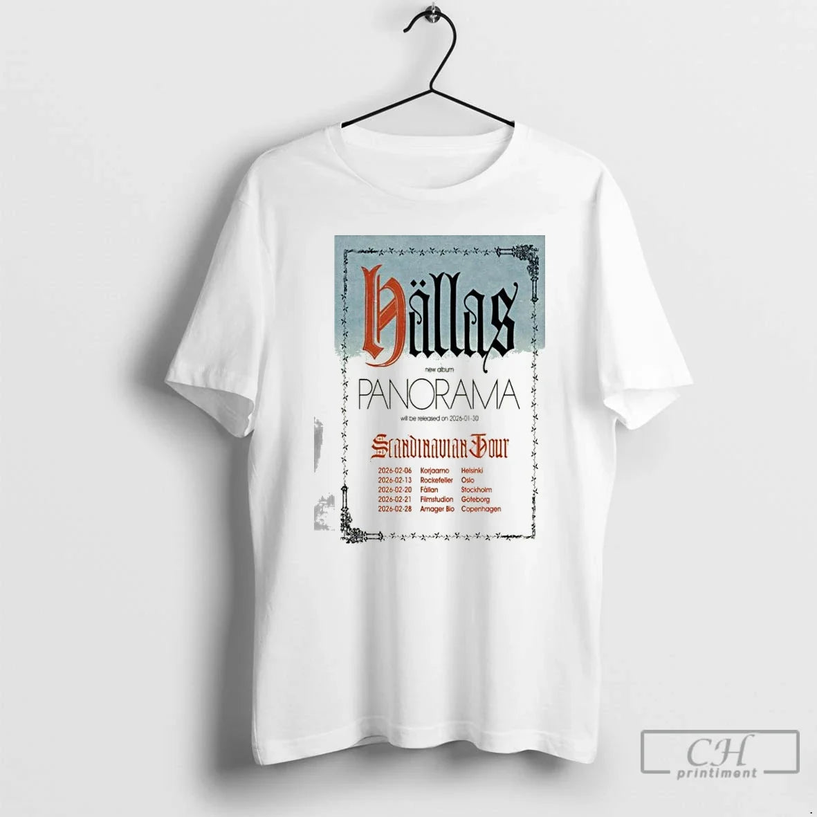 Premium Hallas New Album Panorama Scandinavian Tour 2026 T Shirts