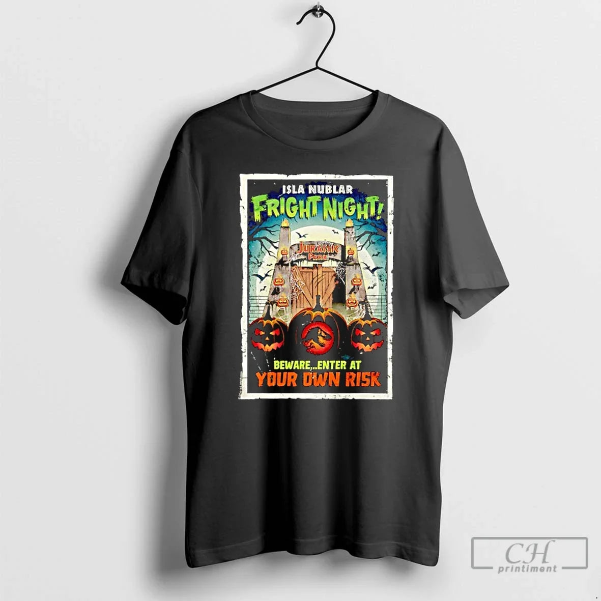 Premium Isla Nublar Fright Night Bewareenter At Your Own Risk Halloween T Shirts