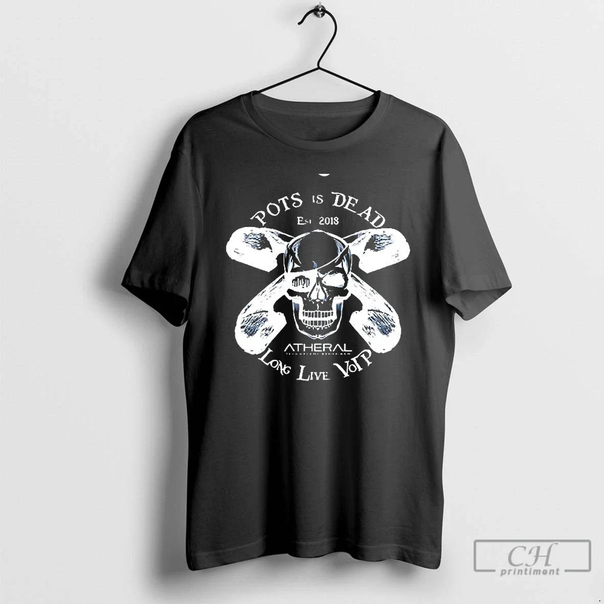 Premium Pots Is Dead Long Live Voip Skull Vintage T Shirts