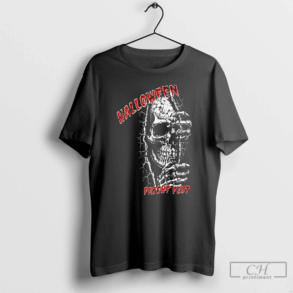 Premium Skeleton Halloween Fright Fest Long Sleve T Shirts