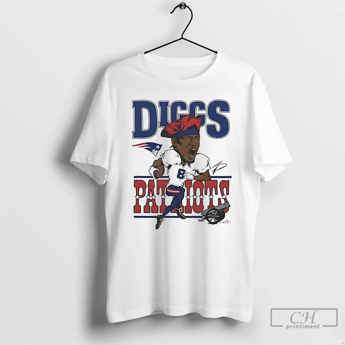 Premium Stefon Diggs Superstar Shout Caricature Patriots T Shirts