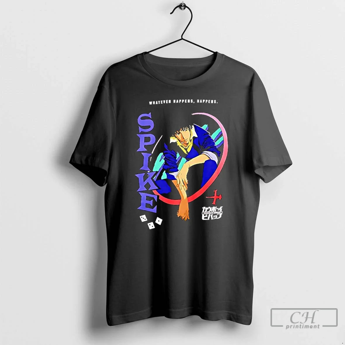 Premium Whatever Happens Happens Cowboy Bebop Spike Dice Portrait T Shirts