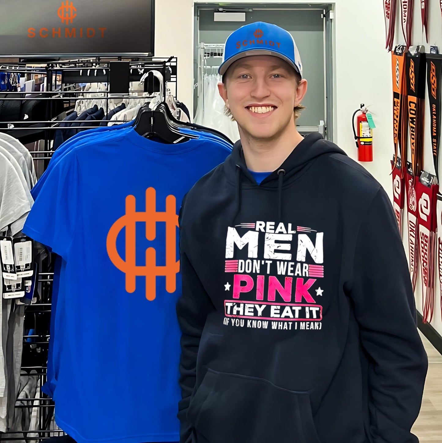 Real men don’t wear pink they eat it if you know what I mean shirt