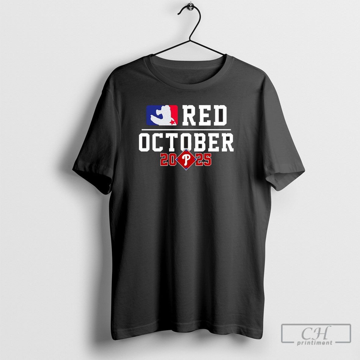Red October 2025 Phillies Mlb Logo Parody T Shirt Sweater