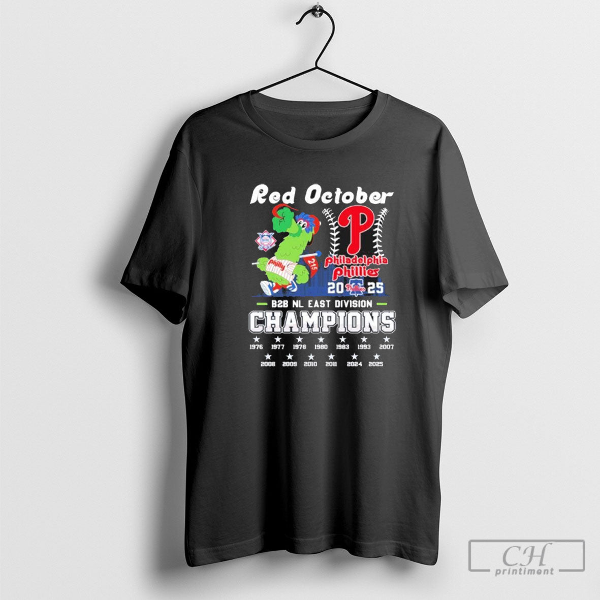 Red October Back 2 Back Nl East Champions Phillie Phanatic Shirt Sweater
