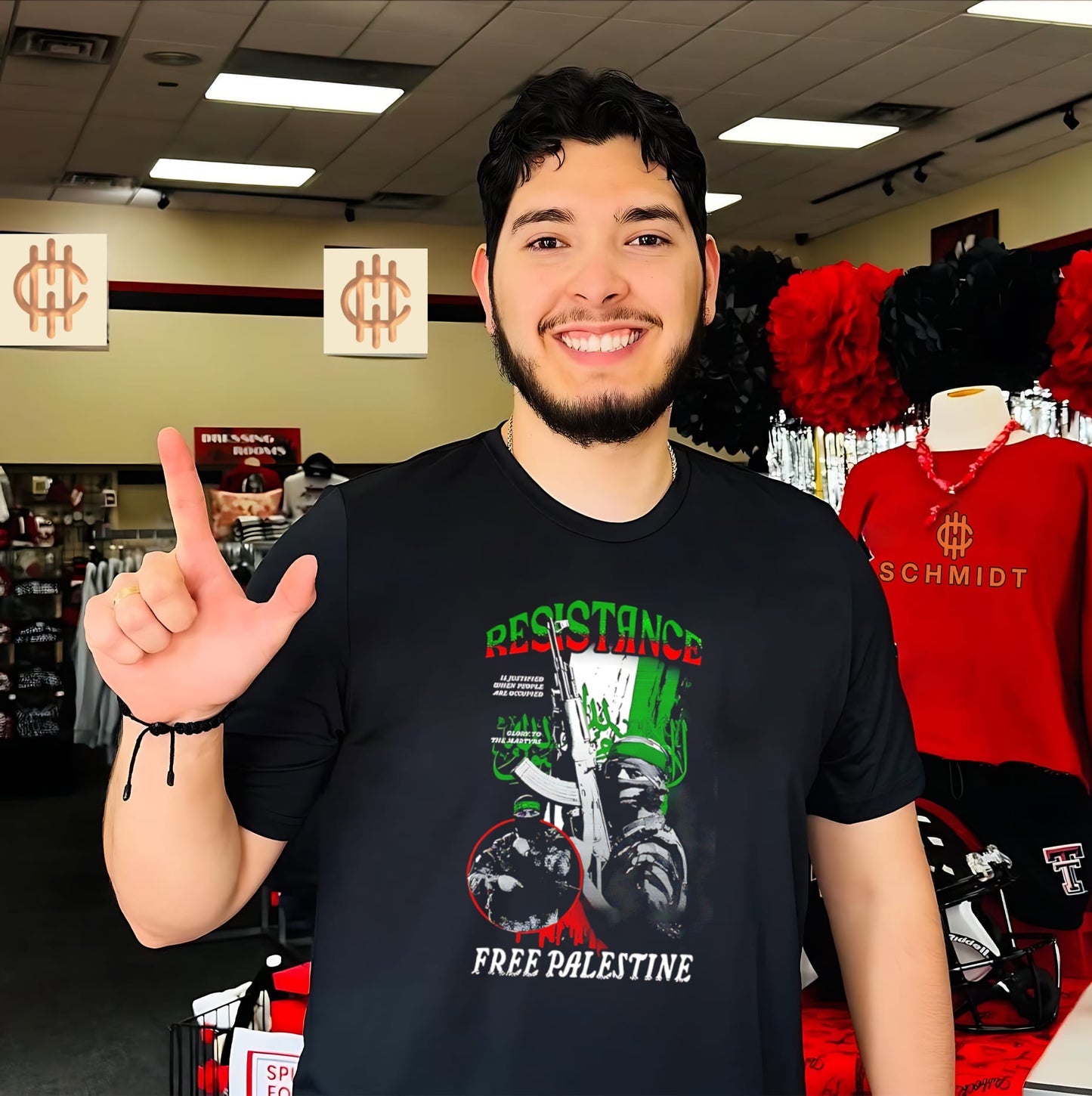 Resistance free Palestine soldier holding gun illustrated shirt