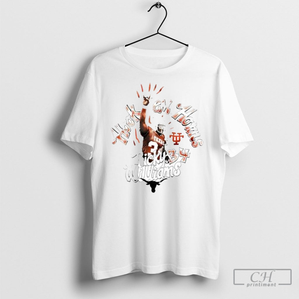 Ricky Williams Texas Longhorns Number 34 Hook Em Horns Shirt