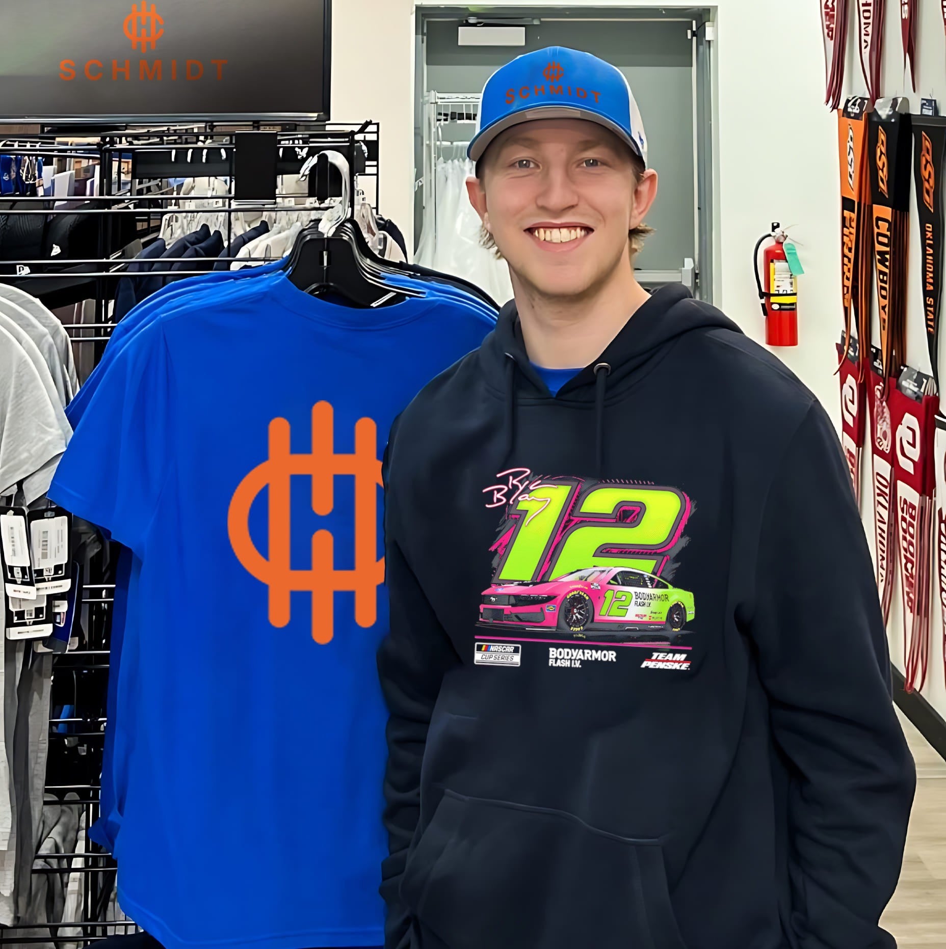 Ryan Blaney Team Penske no 12 Body Armor Flash IV signature shirt