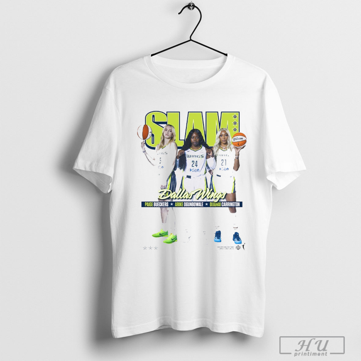 Slam Dallas Wings Paige Bueckers Arike Ogunbowale And Dijonai Carrington 2025 T Shirt