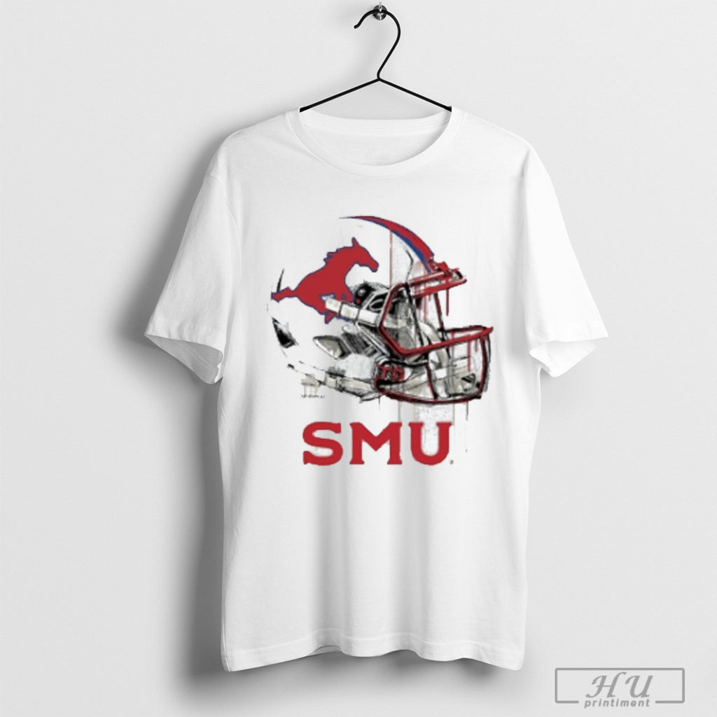 Smu Mustangs Dripping Football Helmet T Shirt