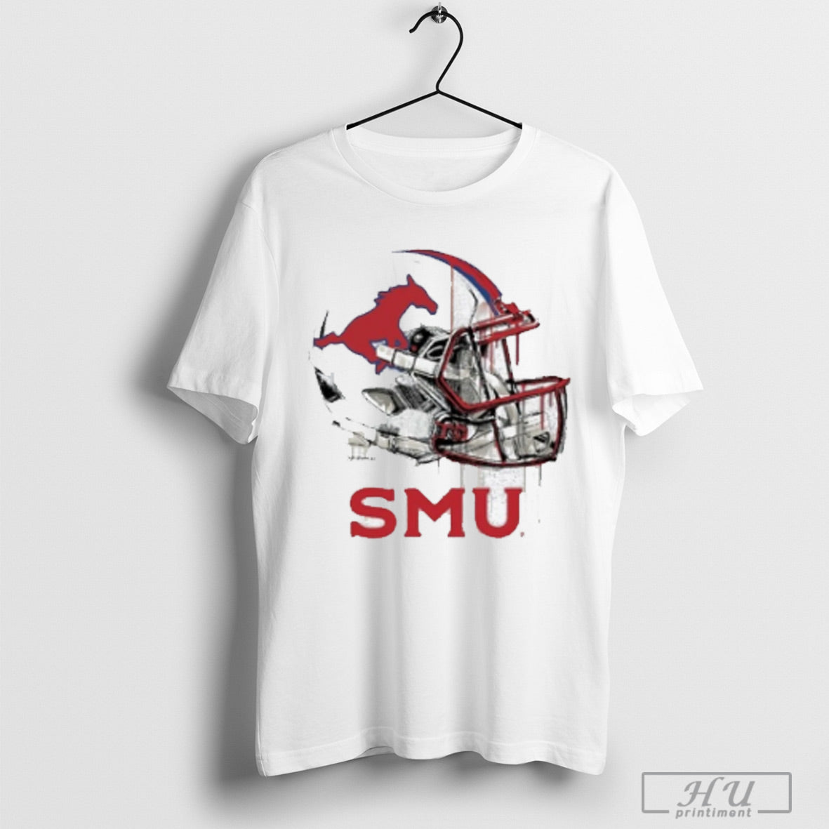 Smu Mustangs Dripping Football Helmet T Shirt
