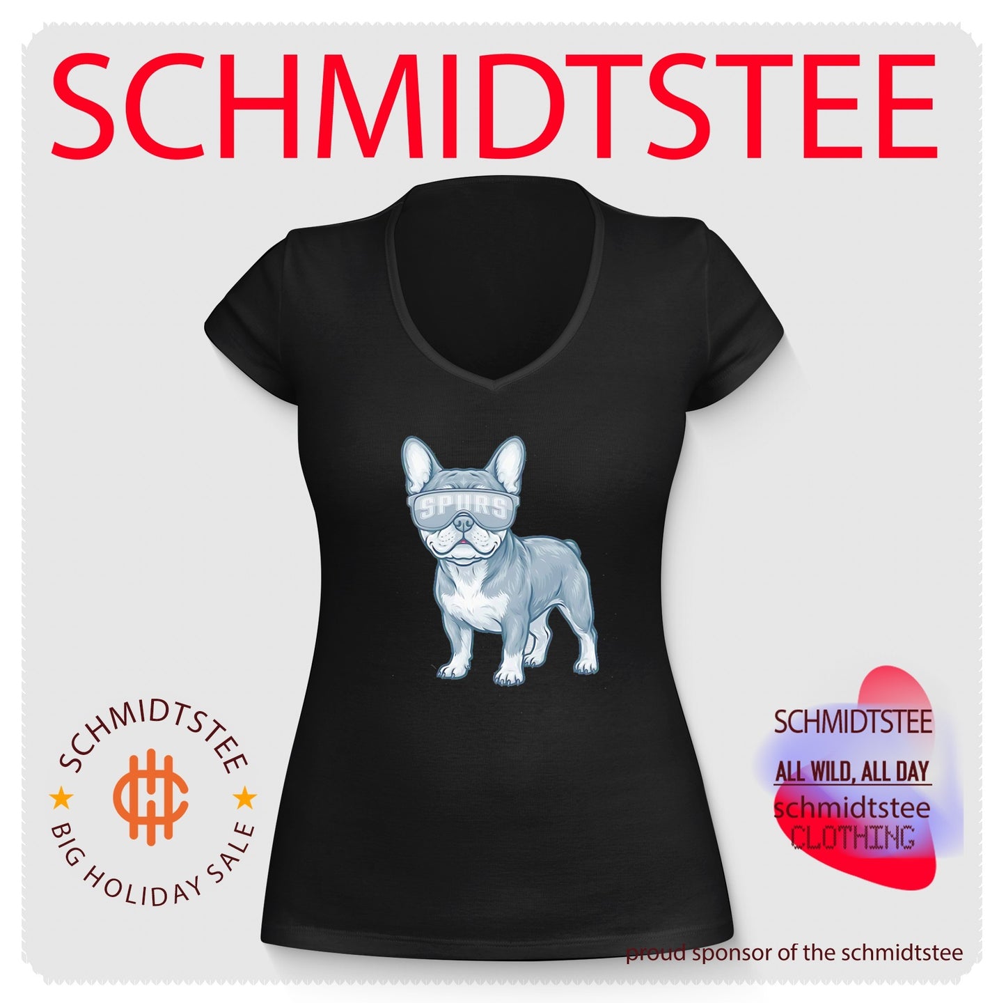 San Antonio Spurs French Bulldog cartoon shirt