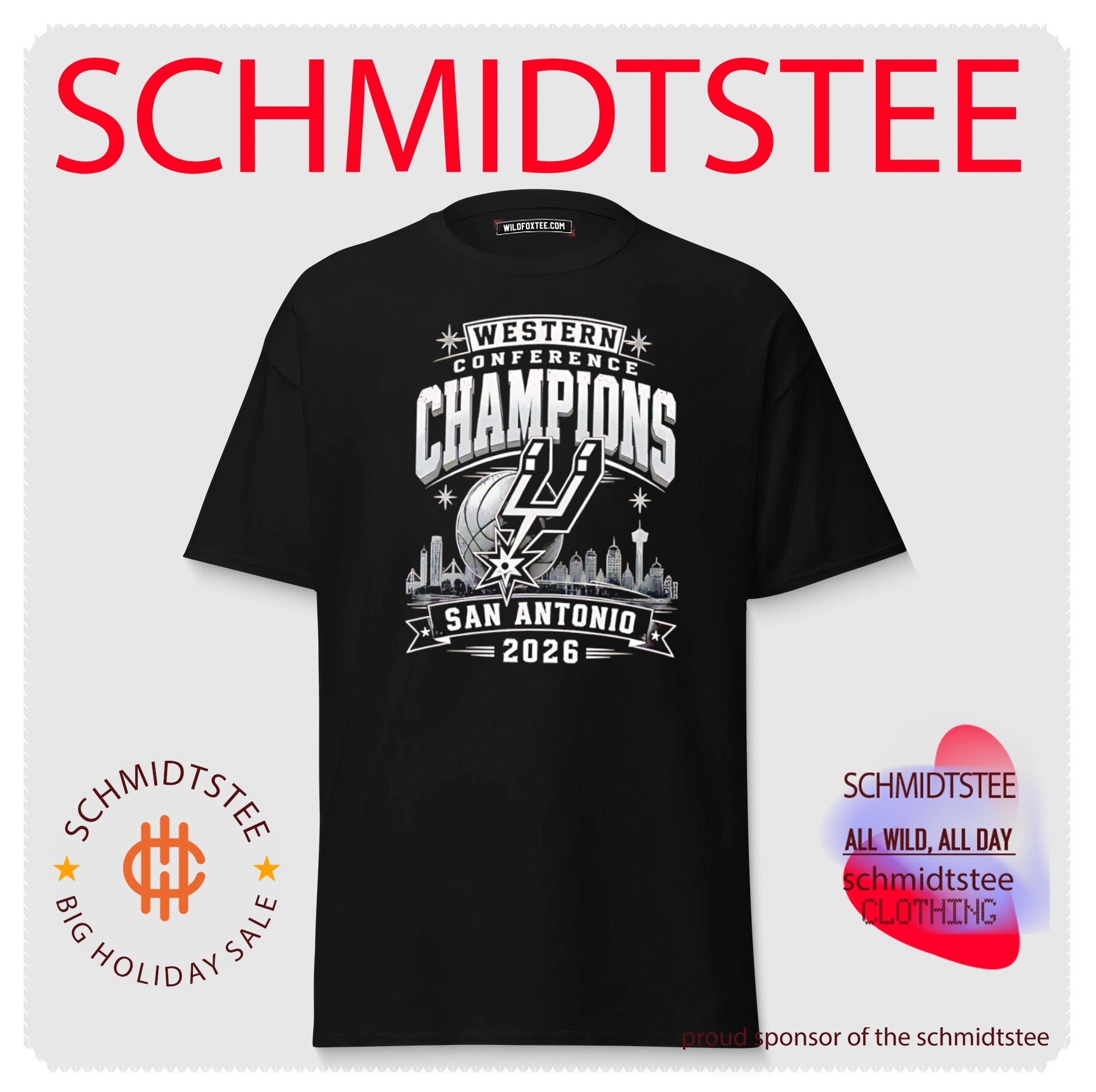 San Antonio Spurs Western Conference Champions 2026 skyline graphic shirt