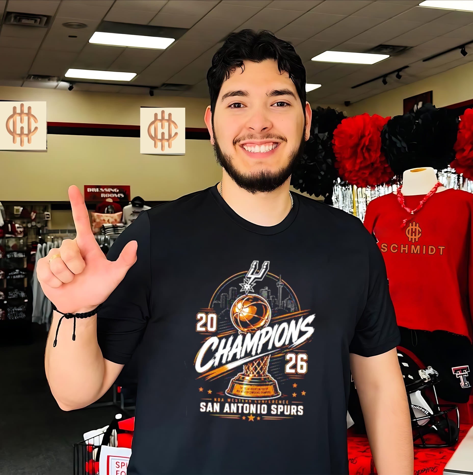 San Antonio Spurs Western Conference Champions 2026 trophy skyline shirt