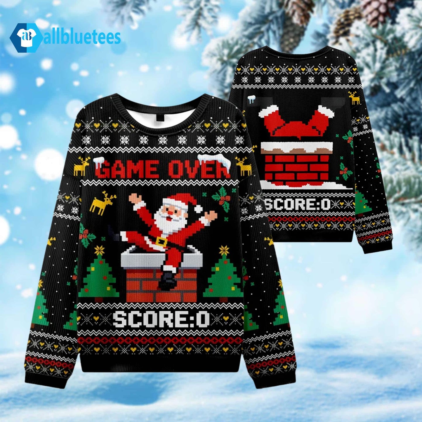 Santa Claus Game Over Score 0 Ugly Christmas Sweater