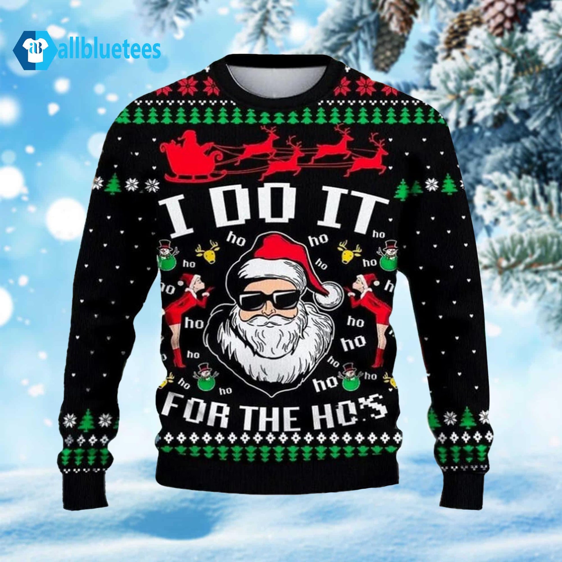 Santa Claus I Do It For The Hos Ugly Christmas Sweater