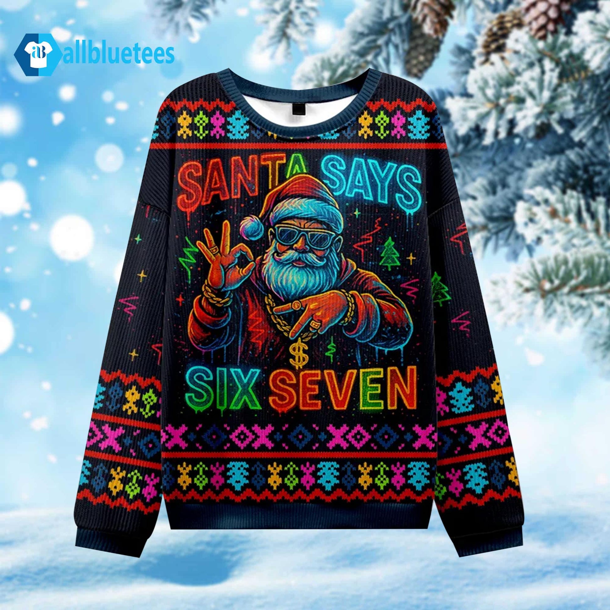 Santa Says Six Seven Ugly Christmas Sweater