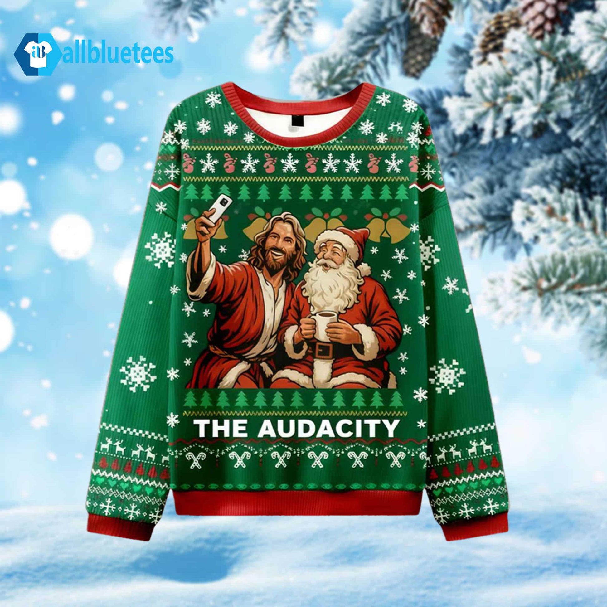 Santa Selfie The Audacity Ugly Christmas Sweater