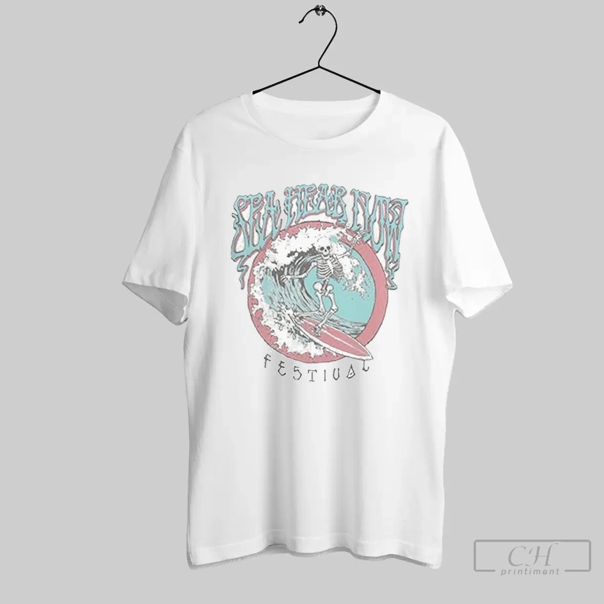 Sea Hear Now Festival Skeleton Surf T Shirt