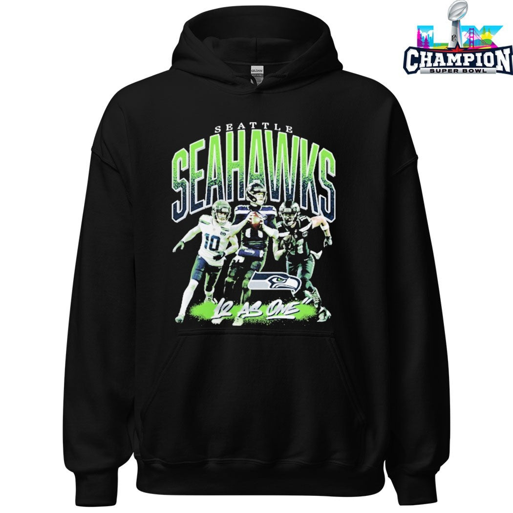 Seattle Seahawks Black 12 As One Loose T-Shirts