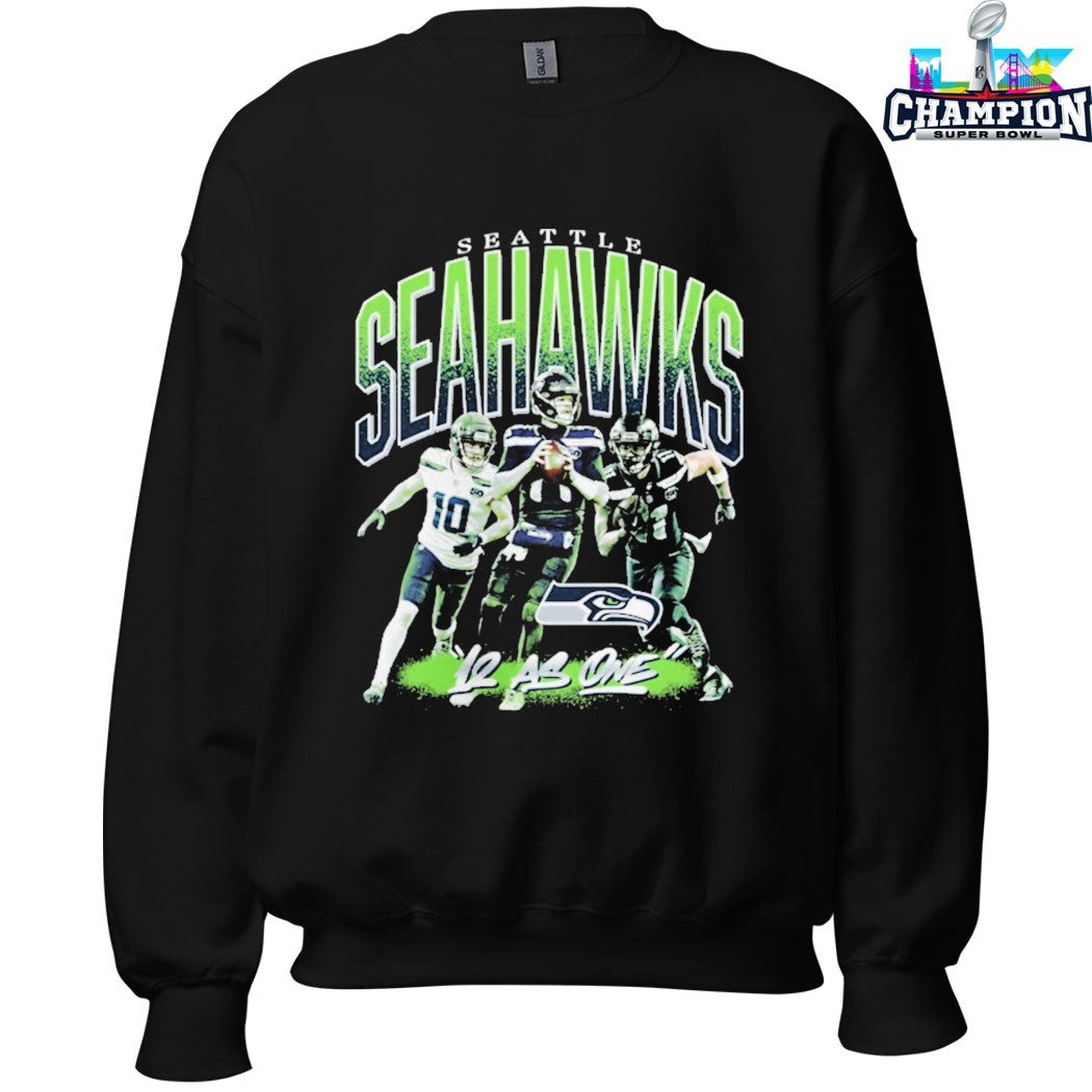 Seattle Seahawks Black 12 As One Loose T-Shirts