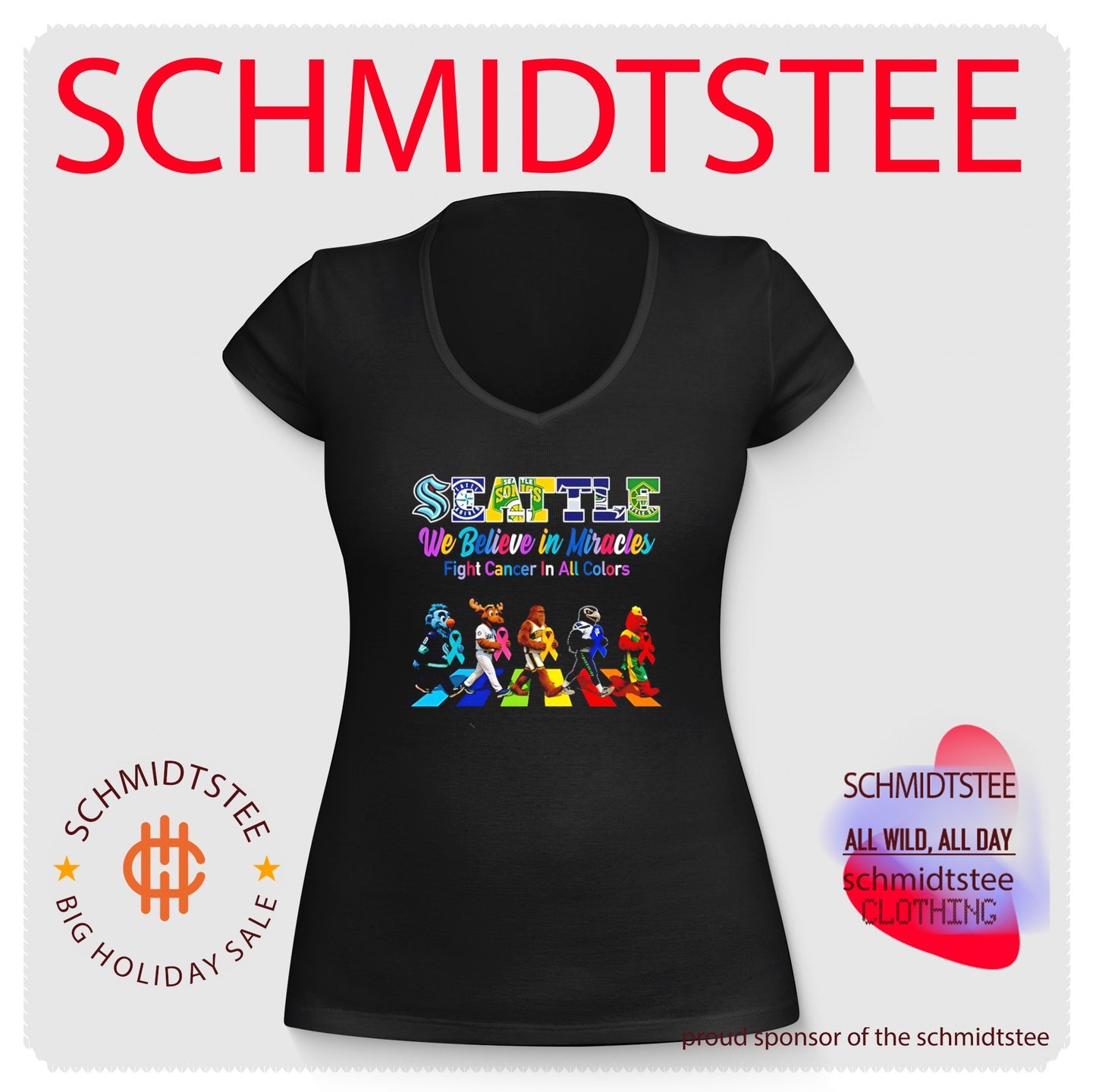Seattle Sports We believe in Miracles fight cancer on all color abbey road shirt