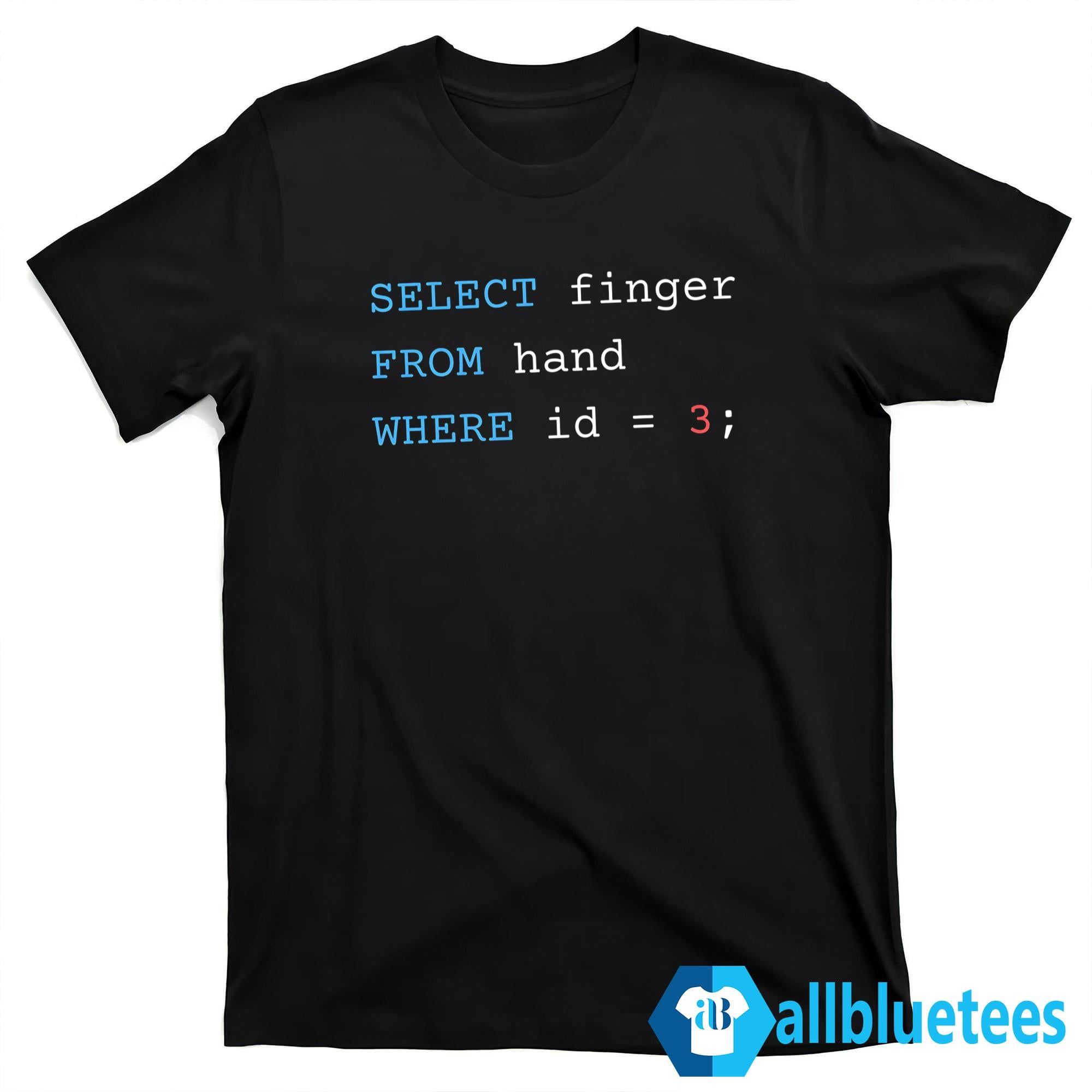 Select Finger From Hand Where Id 3 Shirt