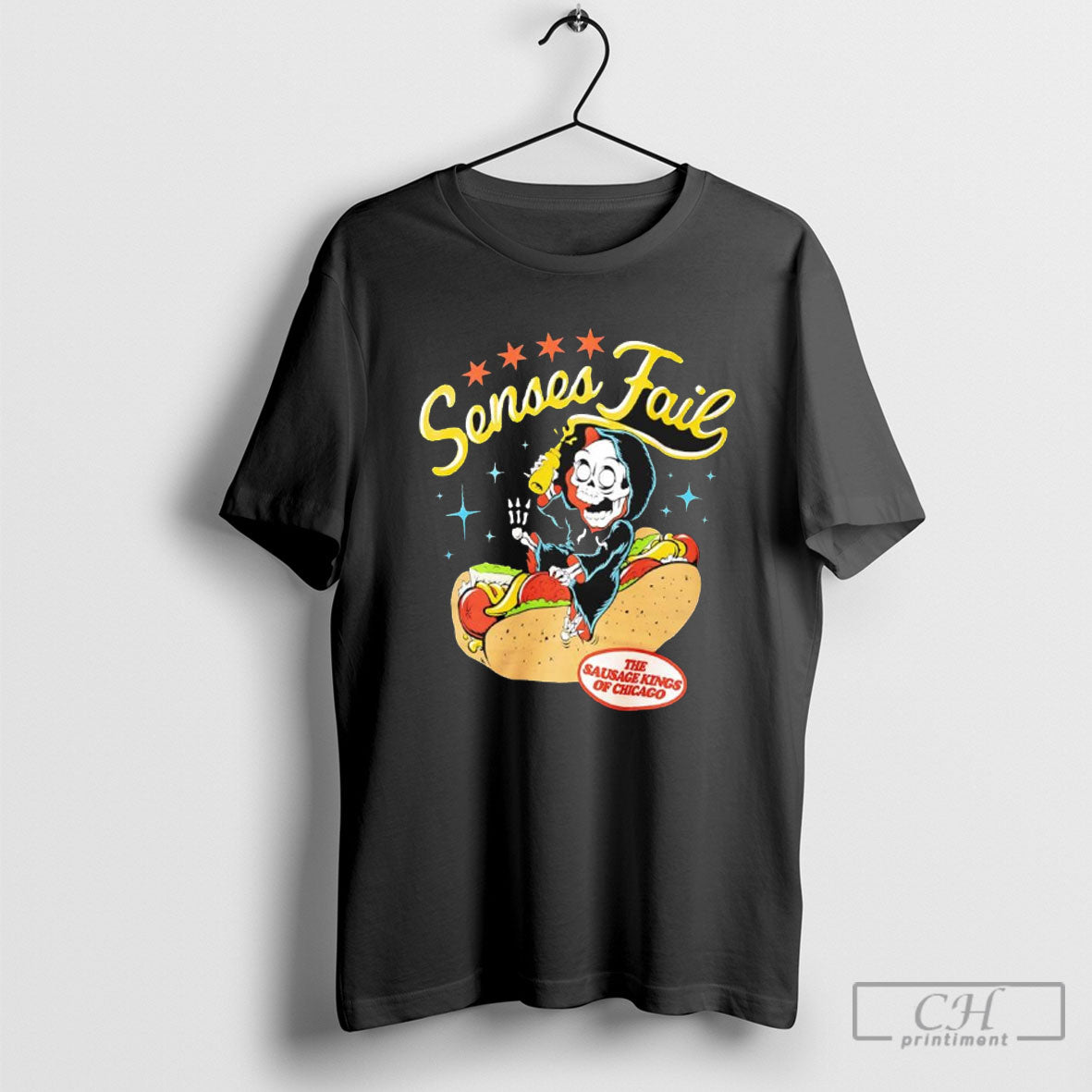 Senses Fail The Sausage Kings Of Chicago Hotdog Skeleton Shirt Sweater