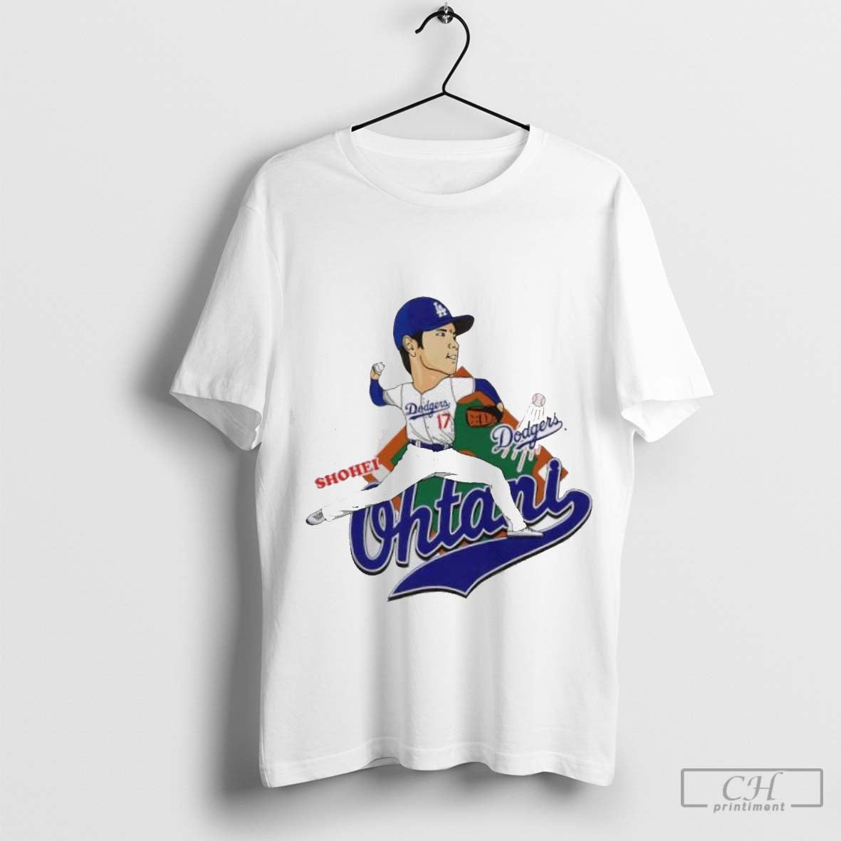 Shohei Ohtani Los Angeles Dodgers Player Cartoon Vintage