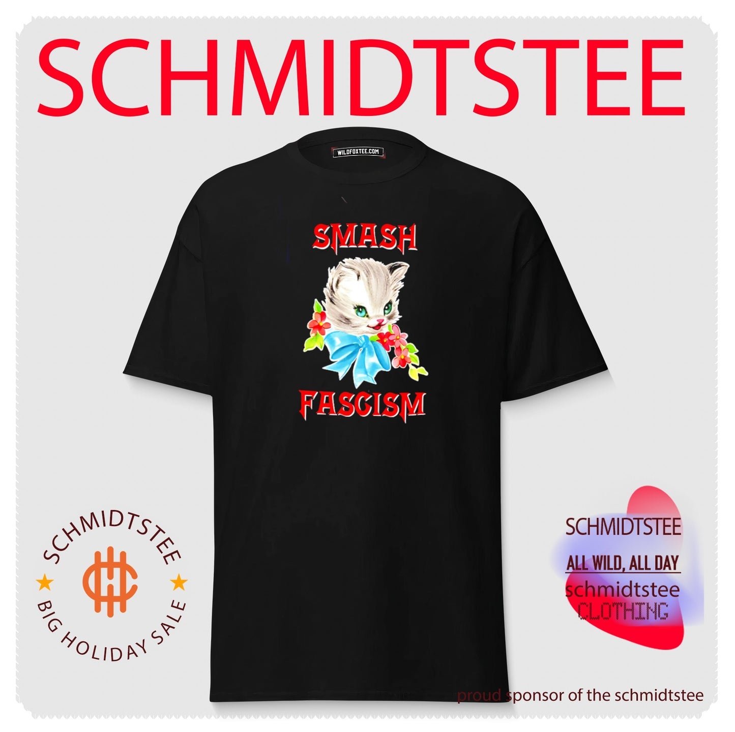 Smash fascism cute cat illustration vintage shirt